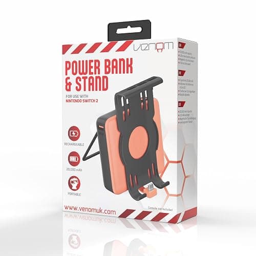 Venom Nintendo Switch 2 Power Bank & Stand | 20000mAh Portable Charger with Kickstand & LED Display | Clip-On Design thumbnail 7