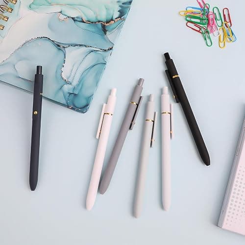 Ddaowanx Gel Pens, 0.7mm Quick Dry Black Ink,Fine Point Smooth Writing Pens,Office School Supplies,Gifts for Women Man(6Pcs Black White Gray, Black) thumbnail 2