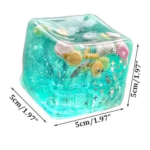 Squishy Stress Cube – Slow Rising Fidget Toys for Adults, Water Stripe Sensory Squeeze Toy with Shells, Soft Hand Toy for Office Desk Anxiety Relief (1Pcs) thumbnail 3