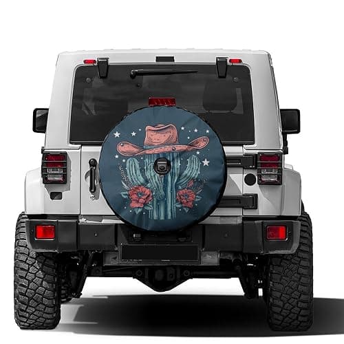 Foruidea Cowboy Cactus Spare Tire Cover with Backup Camera Hole Wheel Tire Cover Fit Trailer, RV, SUV and Many Vehicle 17inch - Image 1