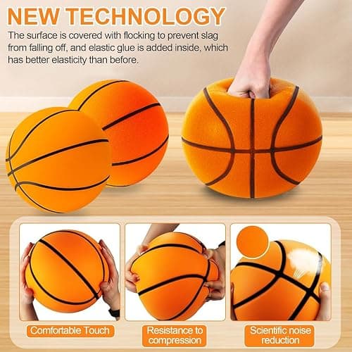 HUALEI-V 2026 New Silent Basketball Size 7 Upgrade Dribble Dream Silent Basket Ball,Dribbling Indoor Soft No Noise Foam Basketball 24cm Indoor Training Ball for Kids. thumbnail 2
