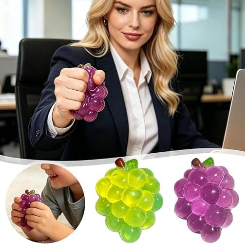 Crystal Grape Squishy Toy, Clear Jelly TPR Slow Rebound Sensory Fidget for Teens and Adults, Stress Relief Desk Gadget, Novelty Gift (Purple) thumbnail 2