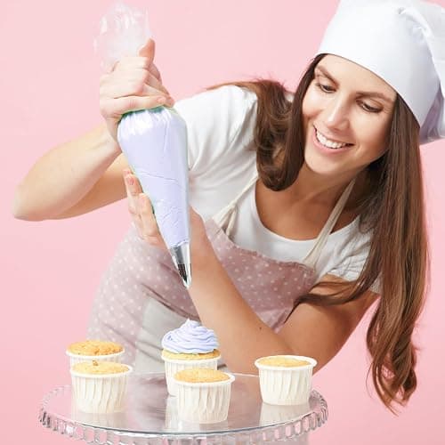 Riccle Piping Bags and Tips Set, 11.8 Inch 100 Anti Burst Piping Bags, 124 Pcs Cake Decorating Kit with 16 Piping Tips, 1 Reusable Pastry Bags, 3 Cake Scrapers, 2 Couplers, and 2 Icing Bags Ties thumbnail 2