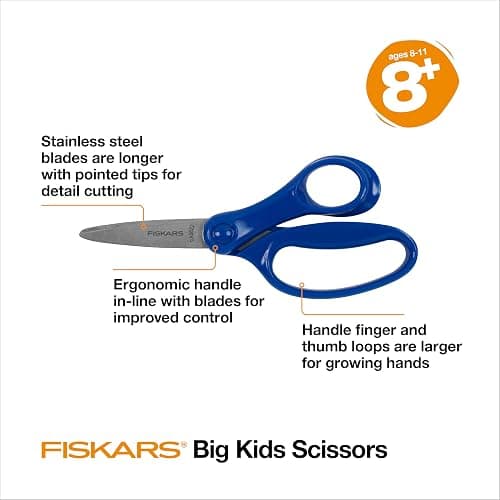 Fiskars 6" Big Kids Scissors for Kids Ages 8-11, Scissors for School or Crafting, Back to School Supplies, Color May Vary - Assorted Colors - Single Pack thumbnail 3