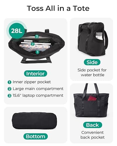 BAGSMART Tote Bag for Women, Tote Bag with Zipper Work Tote with Compartments Nurse Shoulder Hanbag for Travel, Gym thumbnail 4