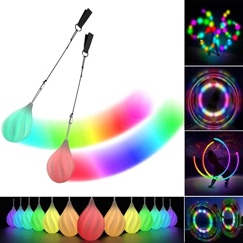 LED Poi Balls Set for Children and Adults - Luminous Premium Toy for Beginners & Professionals | LED Pois Kids Juggling | Juggling Set & Light Painting Accessories | Fire Poi Balls & Luminous Balls - Image 1