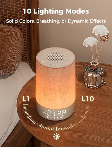 LIORQUE Sunrise Alarm Clock Wake Up Light 30 Soothing Sounds & White Noise, Digital Alarm Clock with Mains Powered for Bedroom, Adjustable 10 Brightness Levels & Night Light for Kids Adults thumbnail 4