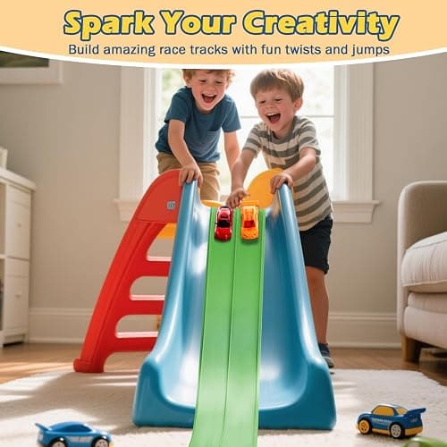 Upgrade Flexible Race Track Flex Tracks for Kids 3+, 15Ft Flexible Car Track Race Car Track Compatible with Diecast 1/64th Cars, Roll Up Race Ramp Toy with Strong Suction Cups thumbnail 4
