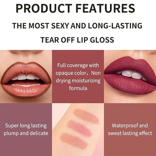 Peel Off Lip Stain Tattoo Set, 3 Colors Peel Off Lip Liner, Removable Lip Liner Set, Matte Finish Waterproof Lip Liner Pencil, Transfer-proof Peel Off Lip (3Colors/Set, B) thumbnail 7