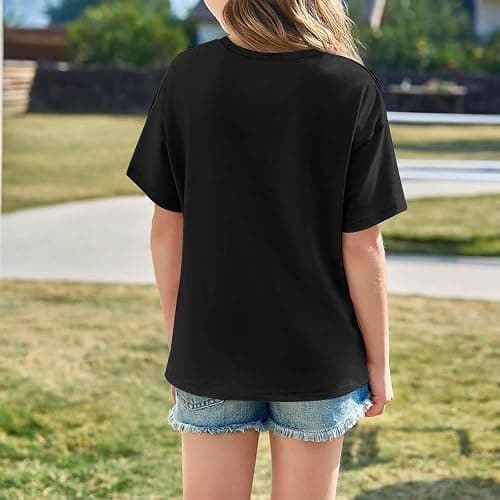 California T Shirts for Girls Letter Print Graphic Tees Oversized Casual Loose Drop Shoulder Short Sleeve Basic Summer Tops thumbnail 3