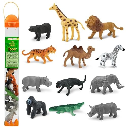 Safari Ltd. Wild TOOB - 12 Mini Figurines: Giraffe, Bear, Tiger, Camel, Lion, Crocodile, Gorilla, Hippo, Rhino, Zebra, Panther, Elephant - Educational Toy Figures For Boys, Girls & Kids Ages 3+ - Image 1