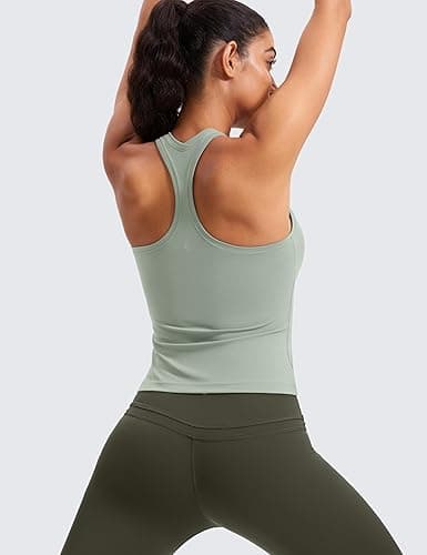 CRZ YOGA Butterluxe Racerback Workout Tank Tops for Women Tight Sleeveless Camisole Gym Athletic Yoga Shirts - X-Small - Green Palm Court thumbnail 4
