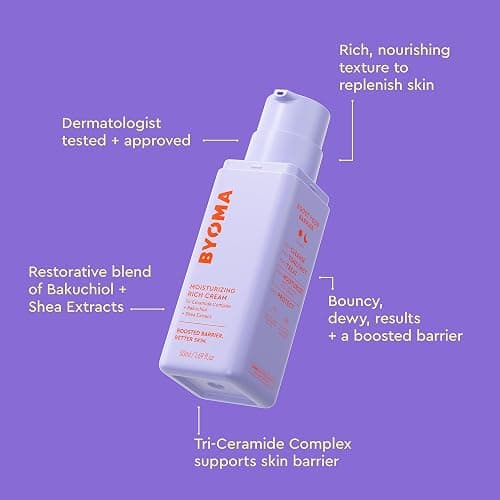 BYOMA Moisturizing Rich Cream - Barrier Repair Cream Face Lotion with Bakuchiol & Shea Extract - Ceramide Face Moisturizer for Dry Skin - Anti Wrinkle, Alcohol Free Face Moisturizer - 1.69 fl.oz thumbnail 3