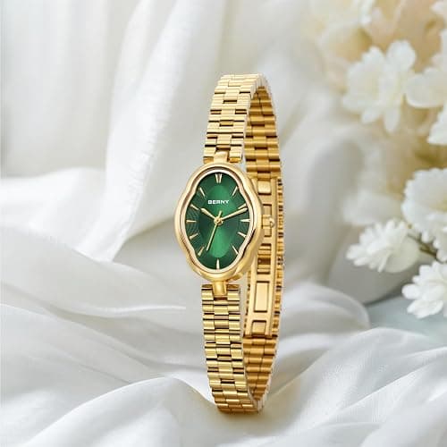 BERNY Gold Watches for Women Dainty Ladies Quartz Watch Vintage Copper Mirrors Shape Japanese Quartz Movement 3ATM Waterproof Fashion Female Wrist Watch Luxury Birthday Gifts thumbnail 7
