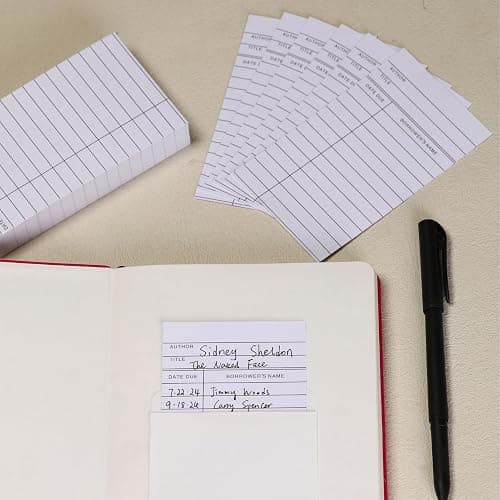 100 Count Library Cards, Checkout Catalog Book Card,Library Checkout Index Cards, Due Date NoteCards for Record Keeping - 3 x 5 inch thumbnail 5