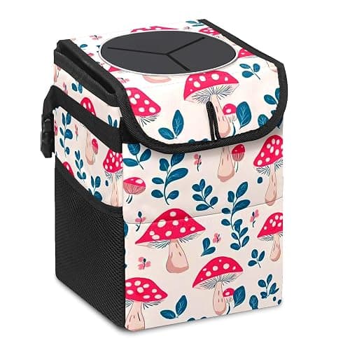 GVGHIDZ Car Trash Can – Multi-Purpose, Lightweight and Portable with Durable Water-Resistant Coating, No Installation Required, Practical and Ample Capacity, Variety of Colors.Mushroom - Image 1