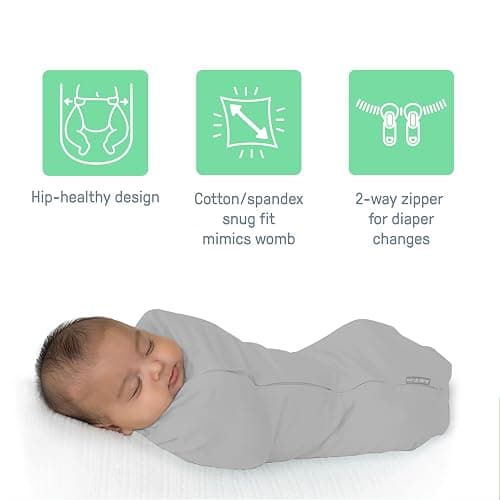 SwaddleMe by Ingenuity Compression Swaddle Pod, Two-Way Zipper for Easy Changes, Improves Sleep & Calms Startle Reflex, 0-2 Months, 2-Pack - Dino Jam - Dino Jam thumbnail 3
