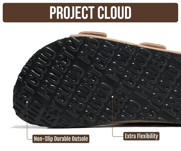 Project Cloud 100% Genuine Leather Footbed Sandals for Women (Santorini) | Comfortable Beach Essentials Womens Sandals Plush Memory Foam Cushioning Vacation Essentials Slides for Women Footwear thumbnail 4