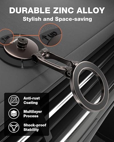 Smolink Tesla Phone Mount, All Metal Strong Magnet Magnetic Phone Holder for Car Dashborad and Tesla Model 3/Y/S/X, Foldable Hidden for MagSafe Car Mount Fit for iPhone All Phones, Black thumbnail 6