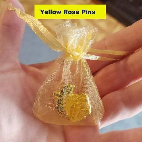 12/50/100Pcs Yellow Rose Pins Bulk 1.2“ -Valentine's Day Flower Enamel Lapel Pin Brooch Badge Gifts For Men Women Clothes Bags Hats thumbnail 6