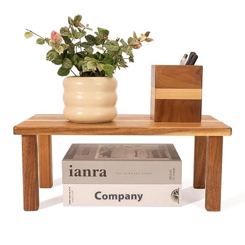 RiLiKar Acacia Wooden Desktop Organizer Shelf Kitchen Cabinet and Counter Riser Display Shelf for Top of Desk Home Office Bathroom Coffee Table Display Stand - Image 1
