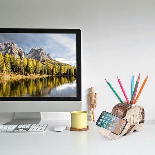 MOKANI Elephant Pencil Holder with Phone Stand, Elephant Gifts for Women Multifunctional Pen Holder Office Desk Organizer Desk Accessories Desk Decor Decorations Thanksgiving Christmas thumbnail 2
