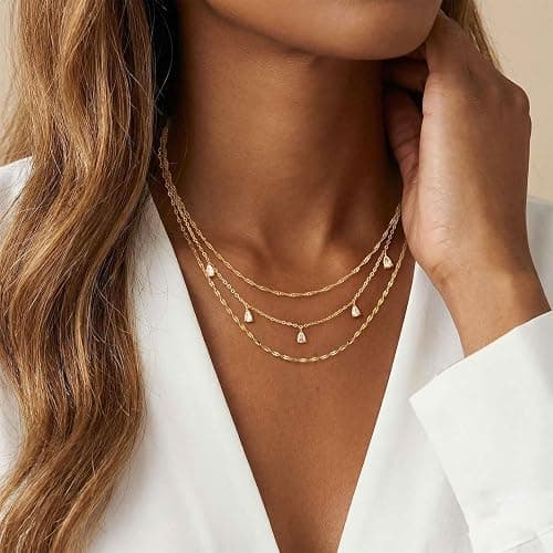 XIXINI Layered Necklaces for Women, Dainty Gold Necklace Stack 14k Gold Plated Layering Beads Choker Pendant Necklace Set Simple Statement Gold Necklaces for Women Trendy Fashion Gold Jewelry Sets thumbnail 2