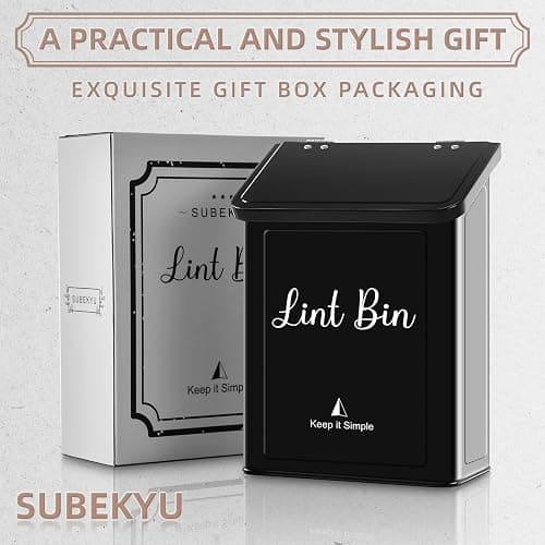 SUBEKYU Metal Magnetic Lint Bin for Laundry Room, Wall Mounted Lint Box Holder Trash Can with Lid for Dryer, Black thumbnail 7
