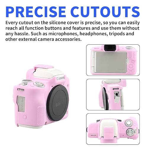 Easy Hood Camera Case for Canon EOS M50/M50 Mark II Digital Camera, Anti-Scratch Soft Silicone Case Cover Housing Protective Cover Protector Camera Body Skin Case (Pink) - Pink thumbnail 2