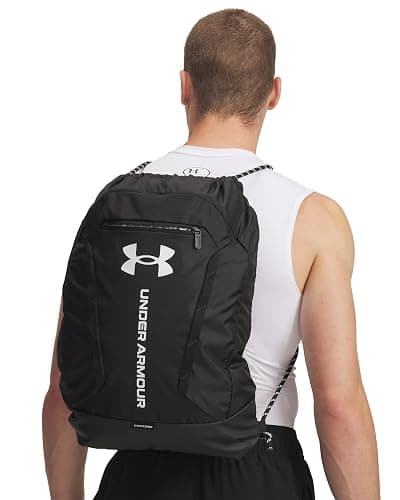Under Armour Unisex Hustle Sackpack, (001) Black/Black/White, One Size Fits Most thumbnail 2