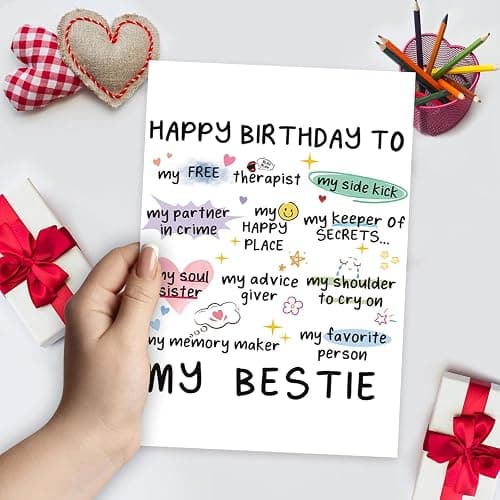 MQMRYeto Funny Birthday Card for Women Sister, Happy Bday Gifts for Bestie, Bestie & Friendship Birthday Card thumbnail 5