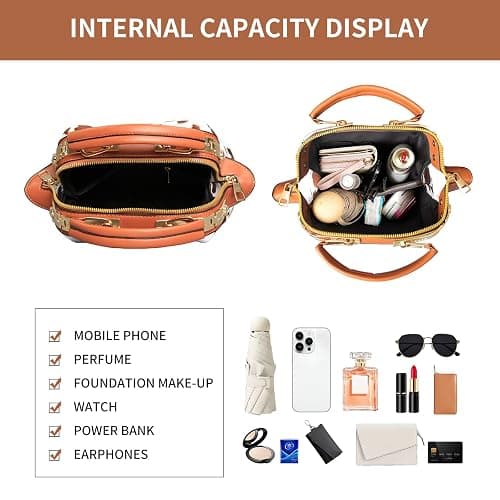 Tigpoy Women's Leather Handbag, Top-Handle Satchel Purse with Crossbody Strap, Fashion Tote Shoulder Bag for Daily Use thumbnail 2
