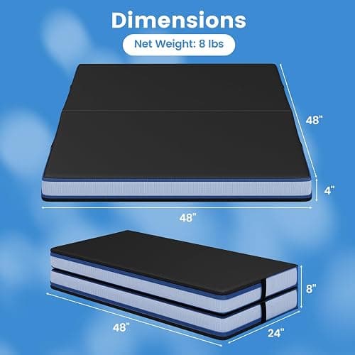 Goplus 4" Thick Folding Gymnastic Mat, 4ft x 4ft x 4in Thickened Bi-Fold Fitness Mat with Carrying Handles & PU Leather Cover, Home Gym Tumbling Mat for Stretching, Pilates, Aerobics Workouts thumbnail 3