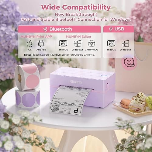 MUNBYN Bluetooth Thermal Label Printer, 130B Wireless 4x6 Shipping Label Printer for Shipping Packages Small Business Office or Home, Compatible with iPhone Android iPad Windows macOS Chrome thumbnail 4