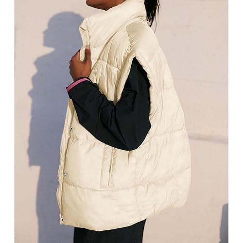 Songling Womens Oversized Puffer Vest Stand Collar Full Zip Sleeveless Bubble Puffer Vest Quilted Padded Warm Coat Outwear thumbnail 7