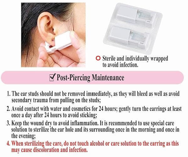 VitaCool Ear Piercing Kit Disposable Ear Cartilage Piercing Gun Kit with Sterile CZ Studs Easy and Safe Earring Self for Yourself Use at Home - Style A thumbnail 4