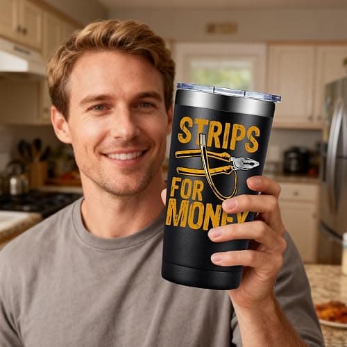 SpenMeta Electrician Gifts for Men - Christmas Gifts for Electricians, Cowoker, Dad, Husband, Boyfriend - 20oz Strips For Money Tumbler Cup thumbnail 6