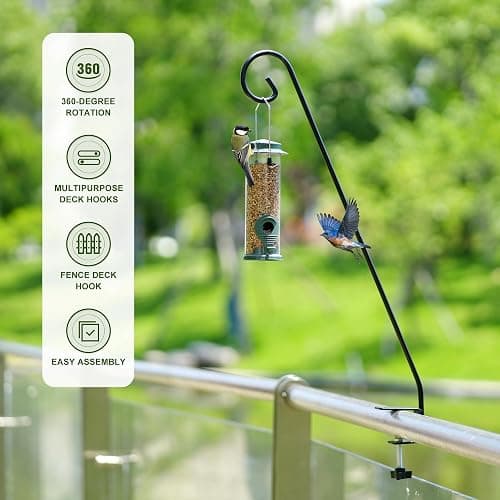 MIXXIDEA Heavy Duty Extensible Deck Hook - Adjustable for Hanging Bird Feeders, Plants, Suet Baskets, Wind Chimes, Lanterns thumbnail 6