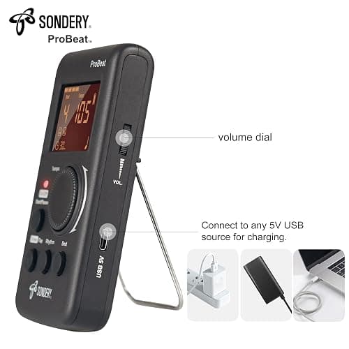 Sondery Digital Metronome Rechargeable English Vocal Counting with Timer Function for Piano Guitar Drum and All Instruments thumbnail 4