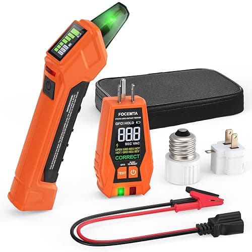 FOCEMTA Circuit Breaker Finder Kit with GFCI Outlet Tester for 90-135V AC Circuits,includes Light Socket Adapter, 3-2 Prong Grounding Adapter & Clip adapter,Portable Electrical Tool with Carrying Case - Image 1