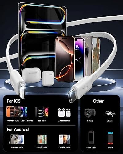Retractable USB C Charger Wall Plug with 35.5in/90cm Type C Cables Cords,40W Fast Charging Foldable Block Multi Charger for All Devices for iPhone 17/16/15/14/13/12,iPad,Galaxy,Pixel thumbnail 2