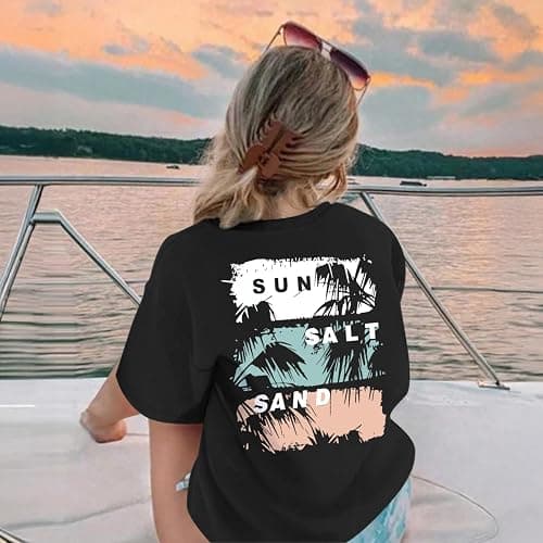 Zoemghc Girl's Hawaiian Graphic Tees Kids Cute Preppy Shirts Beach Tshirt Letter Printed Loose Fit Casual Summer Tops thumbnail 5