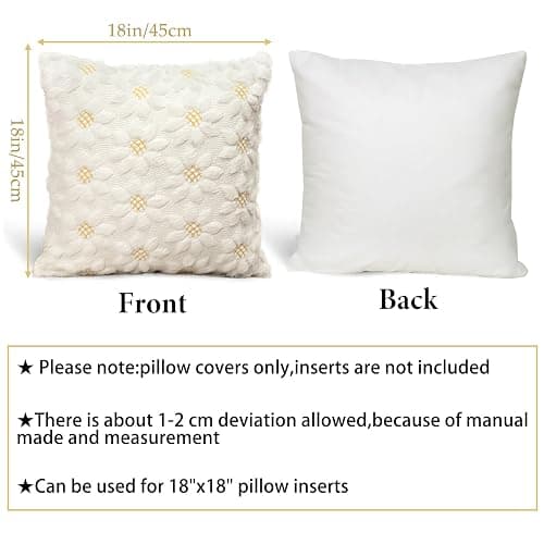 MEIVINES Cream White Cushion Covers Set of 2 Spring Summer Cushion Covers 45 x 45 Sunflowers Faux Fur Decorative Pillow Case Cover for Living Room Bed Sofa thumbnail 2