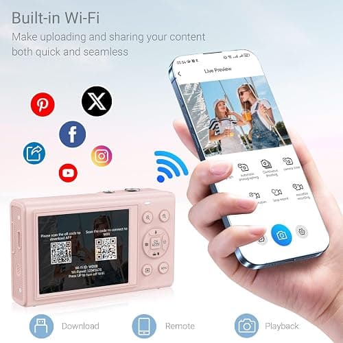 Dual Screen 5K Digital Camera for Vlogging with Fill Light - 80MP, 16X Zoom, WiFi, YouTube/Blogging, Includes 32GB Card & 2 Batteries (X9-Black) thumbnail 4