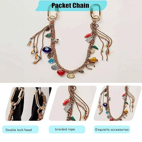 LSBDJDL Chain Beaded Rope Braided Keychain for Handbag Purse Backpack Accessories for Bag Purse Accessories for Women thumbnail 5