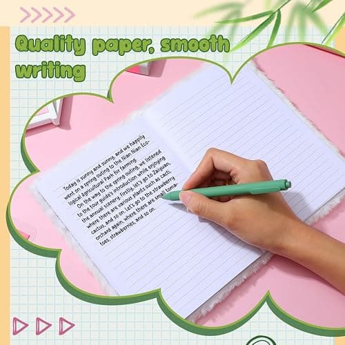 NUOBESTY Plush Notebook, Faux Fur Notebook for Kids, Panda Pattern Diary Journal Hardcover Notebook Writing Pad School Stationery White thumbnail 6