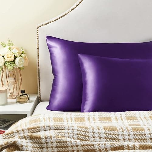 BEDELITE Satin Pillowcase for Hair and Skin, Super Soft and Cooling Similar to Silk Pillow Cases 2 Pack with Envelope Closure, Gift for Women Men(20"x30" Queen Size, Plum Purple) thumbnail 7