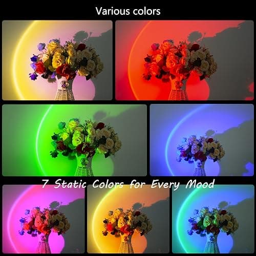 easeking LED Sunset Lamp Projector,Multicolor Changing with USB Port,Sunset Light 180°Rotation for Room Decor,Sunset Lamp for Bedroom,Photography Party,Tiktok Live,Gift for Halloween, Christmas - Multicolor&Tripod thumbnail 2