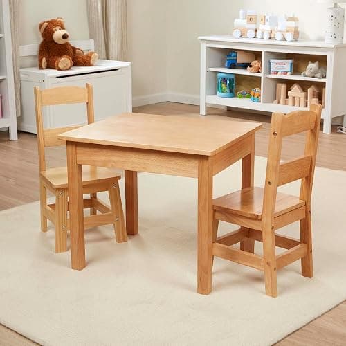 Melissa & Doug Solid Wood Kids Table and Chairs (2), Premium Quality Wooden Toddler Table and Chair Set for Kids Playroom Furniture & Montessori Classroom Furniture for Boys & Girls Ages 3+ thumbnail 2