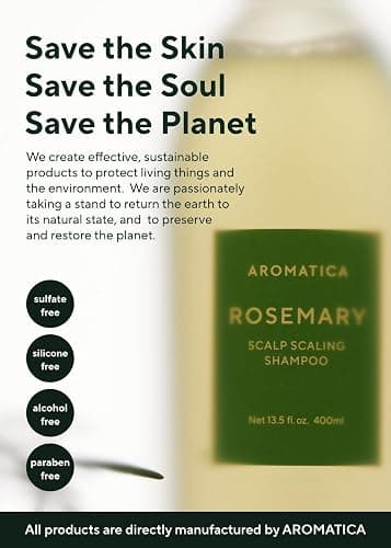 AROMATICA Rosemary Scalp Scaling Shampoo - Korean Hair Care with Thinning Hair Loss Natural Rosemary Essential Oil for Women - Vegan Hair Growth - Free from Sulfate, Silicone, and Paraben (13.53 oz) thumbnail 7